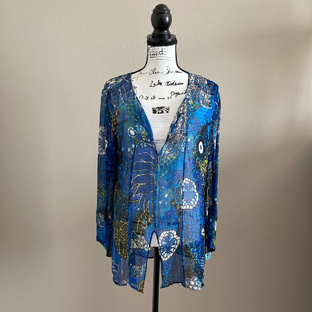 Vintage Chico’s | Multicolored Abstract Silk Sheer Tunic